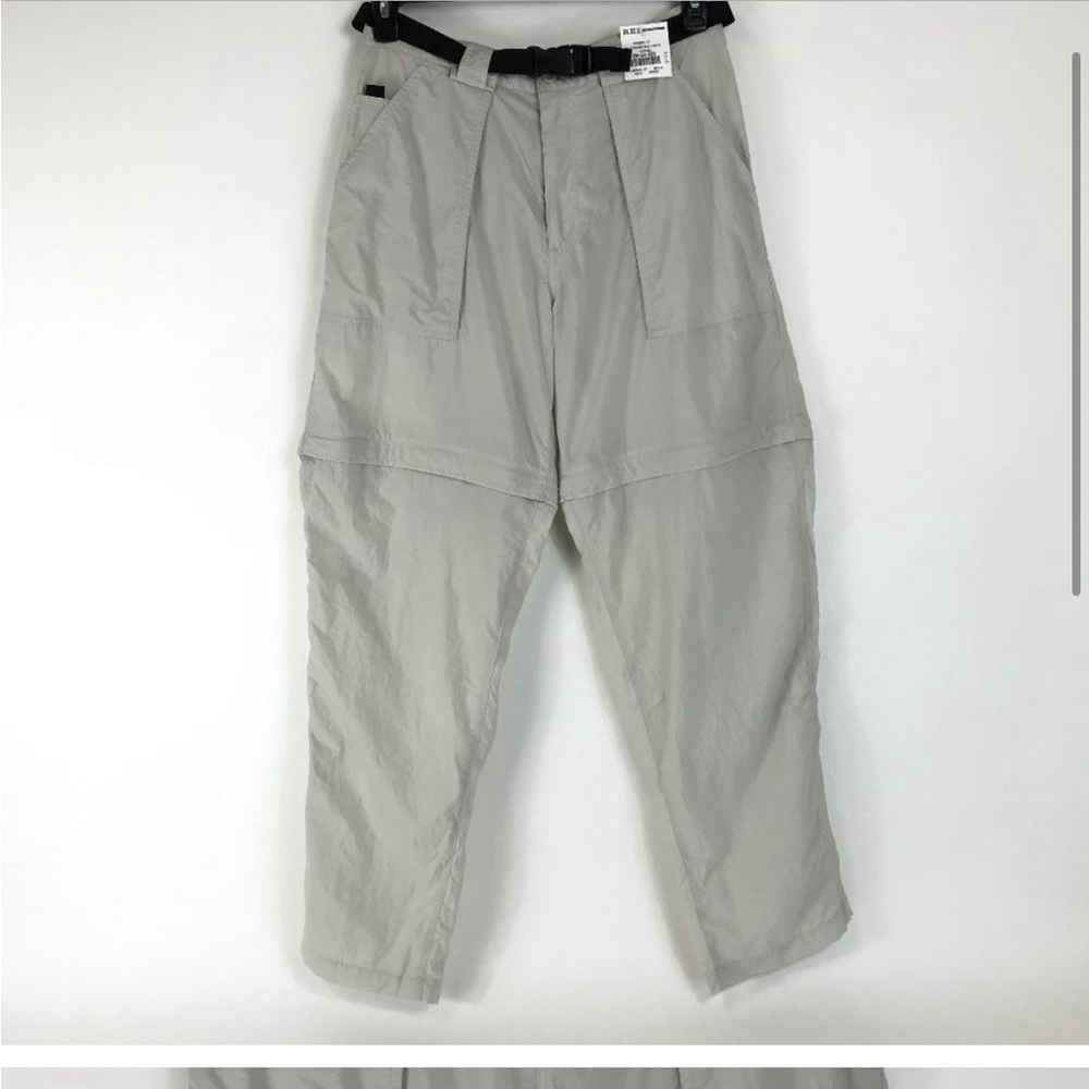 NEW REI Belted Convertible Hiking Pants Women's Size 12 Stone High Rise Pockets